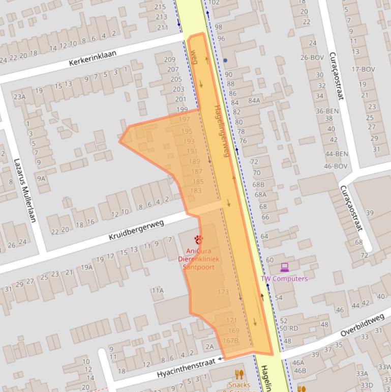 Kaart van postcodegebied 2071CD.