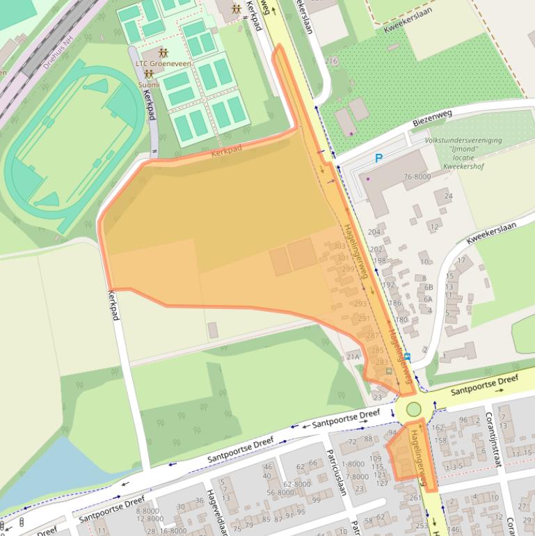 Kaart van postcodegebied 2071CH.