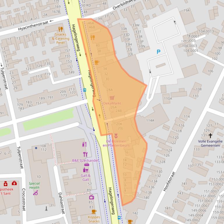 Kaart van postcodegebied 2071CJ.