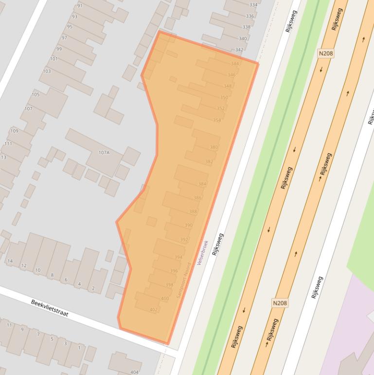 Kaart van postcodegebied 2071CS.