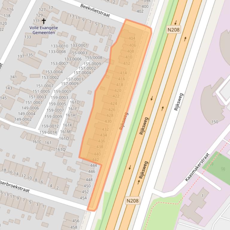 Kaart van postcodegebied 2071CT.