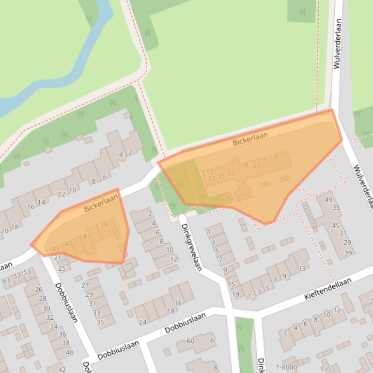 Kaart van postcodegebied 2071DA.