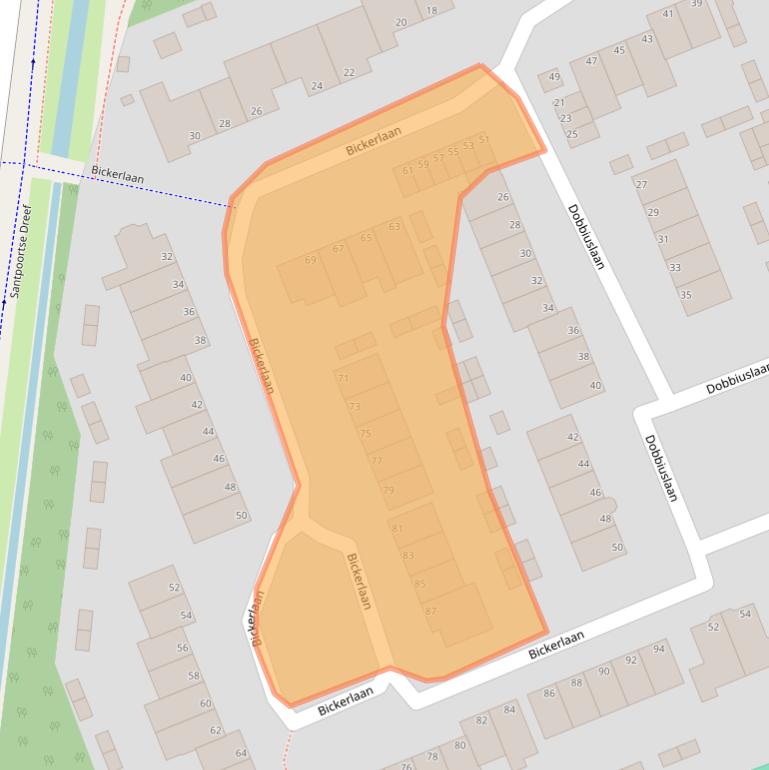 Kaart van postcodegebied 2071DB.