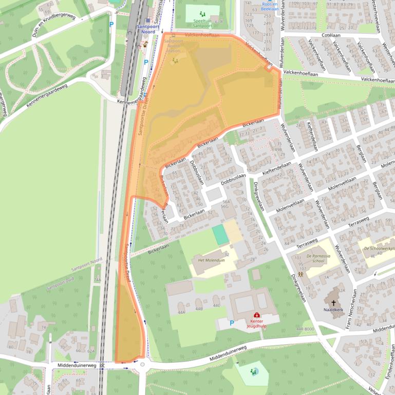 Kaart van postcodegebied 2071DC.