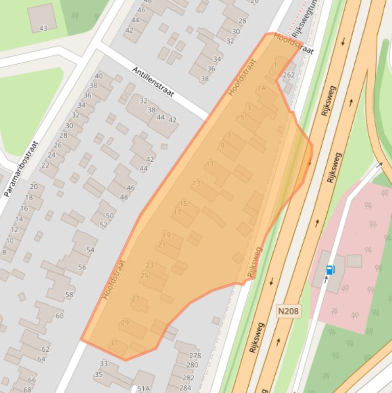 Kaart van postcodegebied 2071EA.