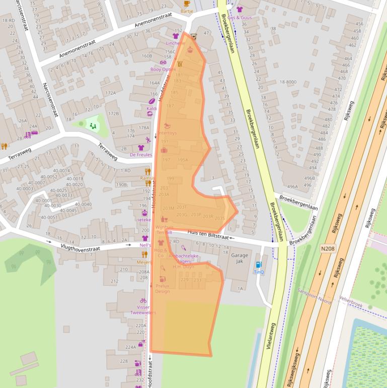 Kaart van postcodegebied 2071EG.