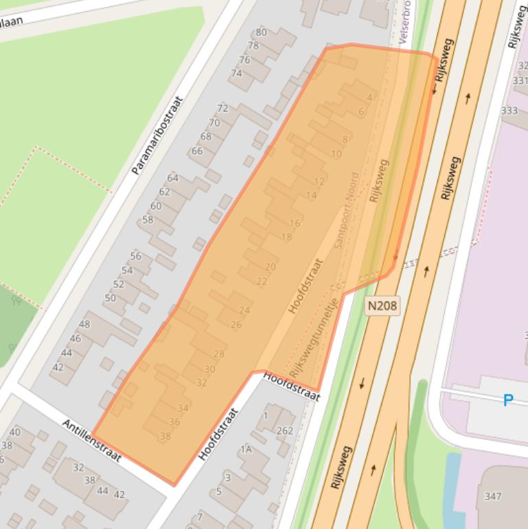 Kaart van postcodegebied 2071EH.