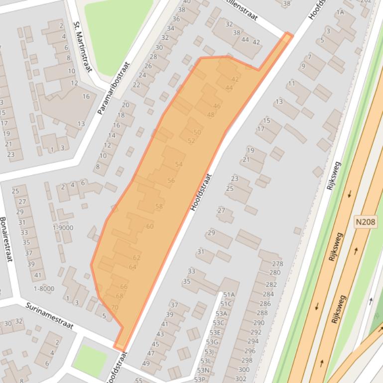 Kaart van postcodegebied 2071EJ.