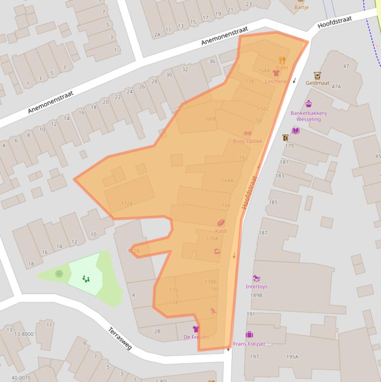 Kaart van postcodegebied 2071EM.