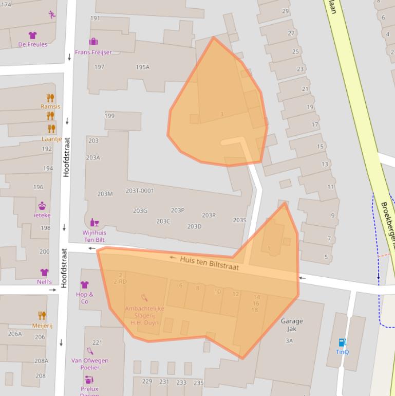 Kaart van postcodegebied 2071EX.