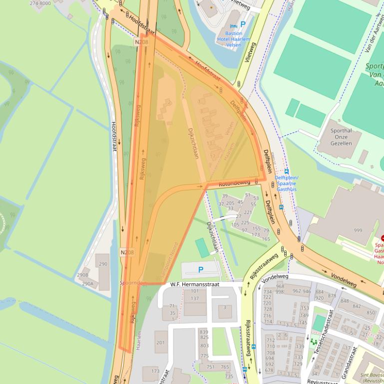 Kaart van postcodegebied 2071EZ.