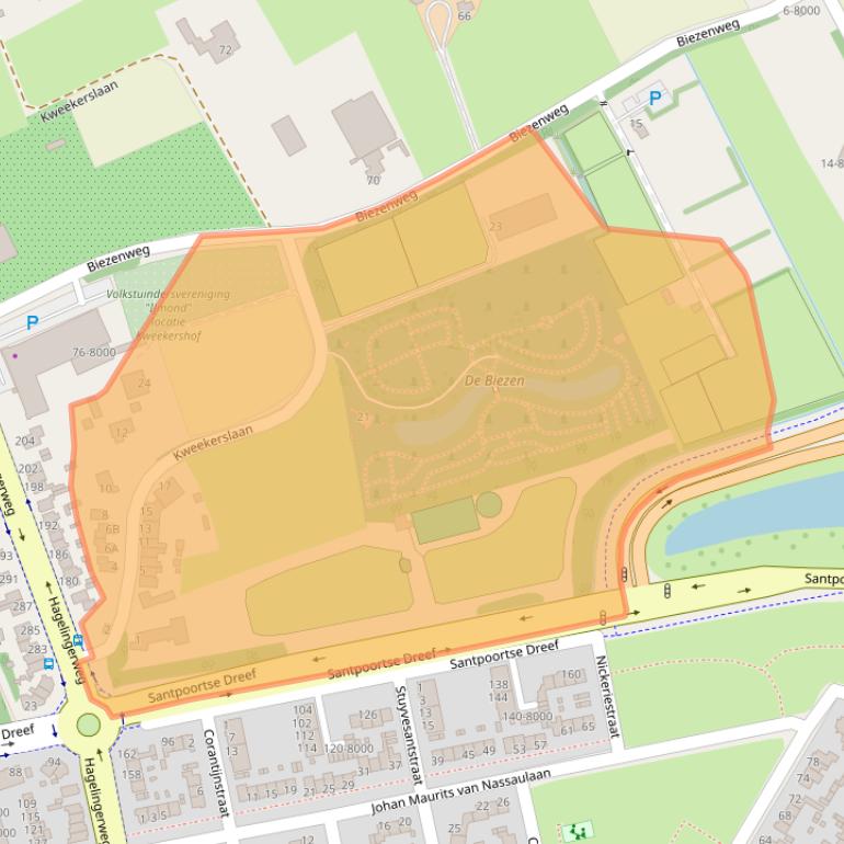 Kaart van postcodegebied 2071KA.