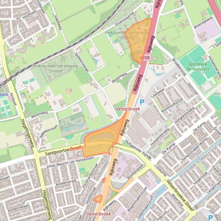 Kaart van postcodegebied 2071KD.