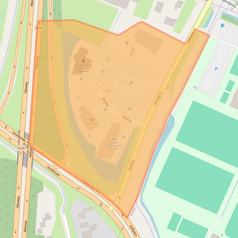 Kaart van postcodegebied 2071KW.