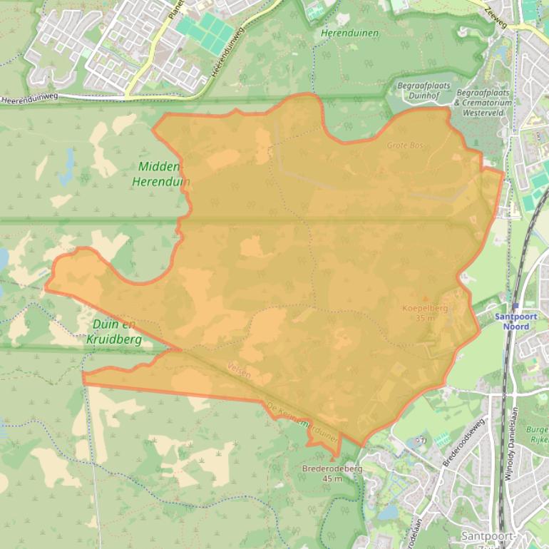 Kaart van postcodegebied 2071LE.
