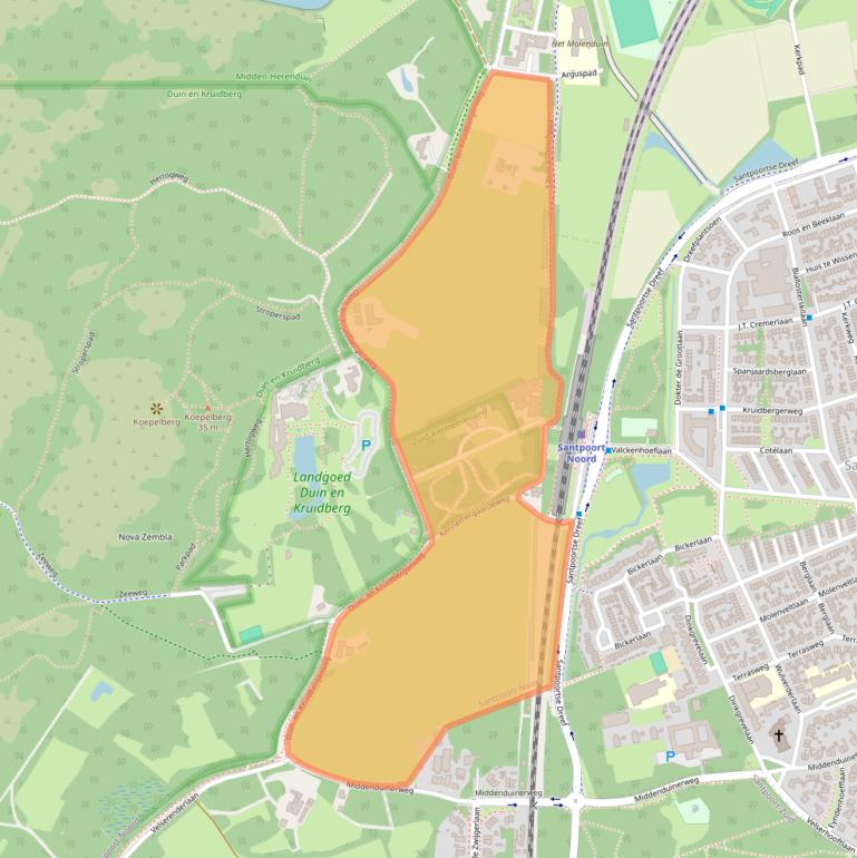 Kaart van postcodegebied 2071LG.