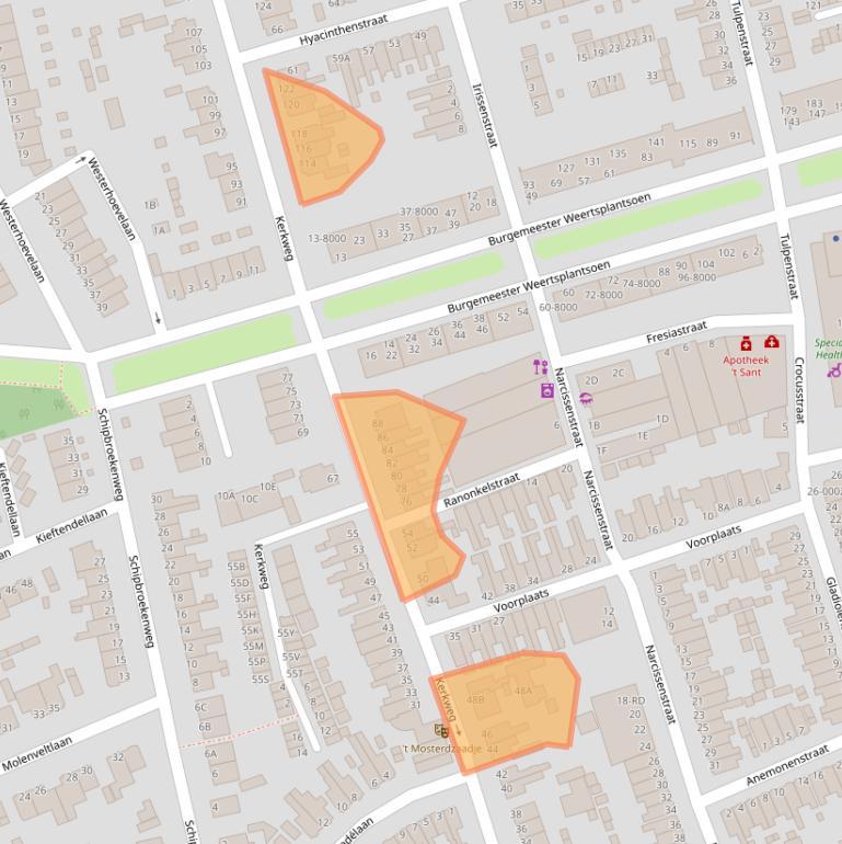 Kaart van postcodegebied 2071NG.