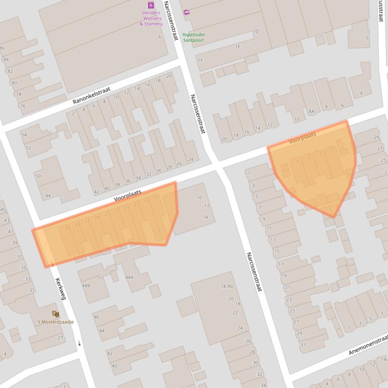 Kaart van postcodegebied 2071NJ.