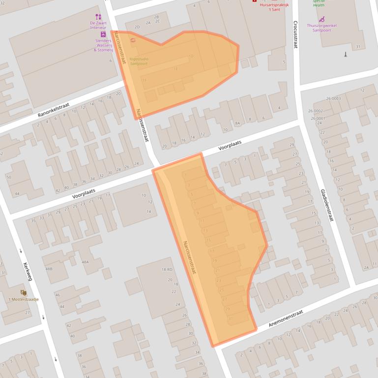 Kaart van postcodegebied 2071NL.