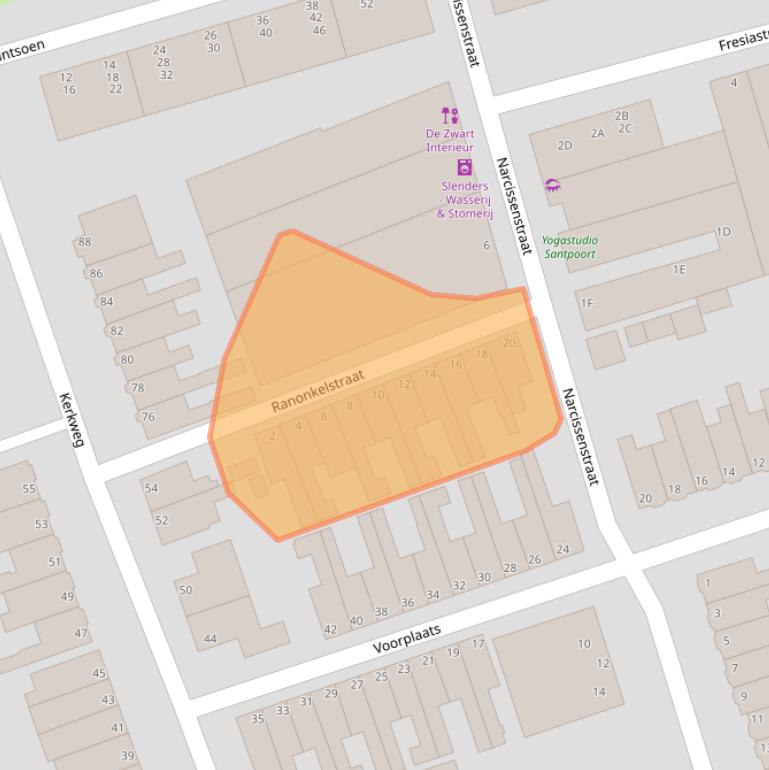 Kaart van postcodegebied 2071NN.