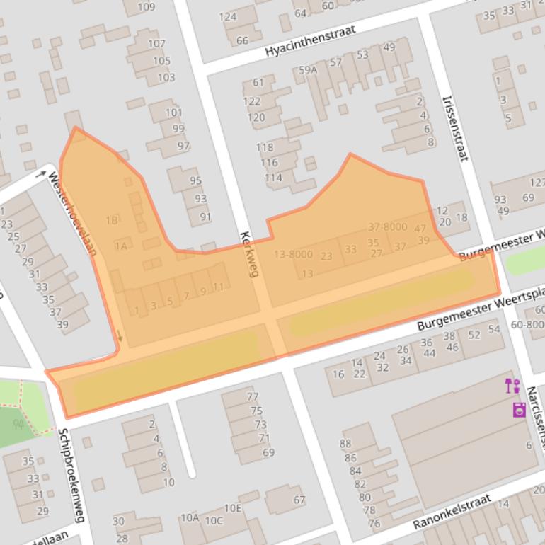 Kaart van postcodegebied 2071PA.