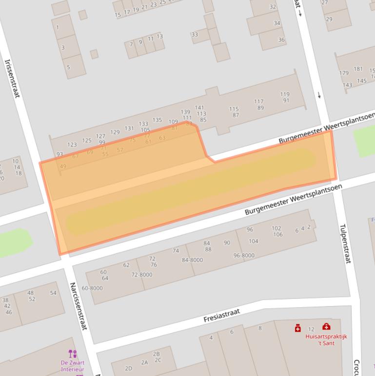 Kaart van postcodegebied 2071PB.