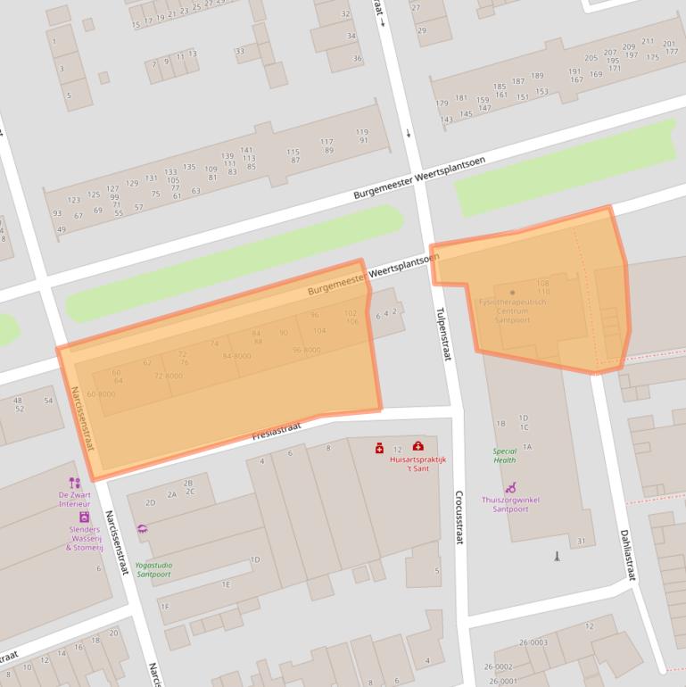 Kaart van postcodegebied 2071PK.