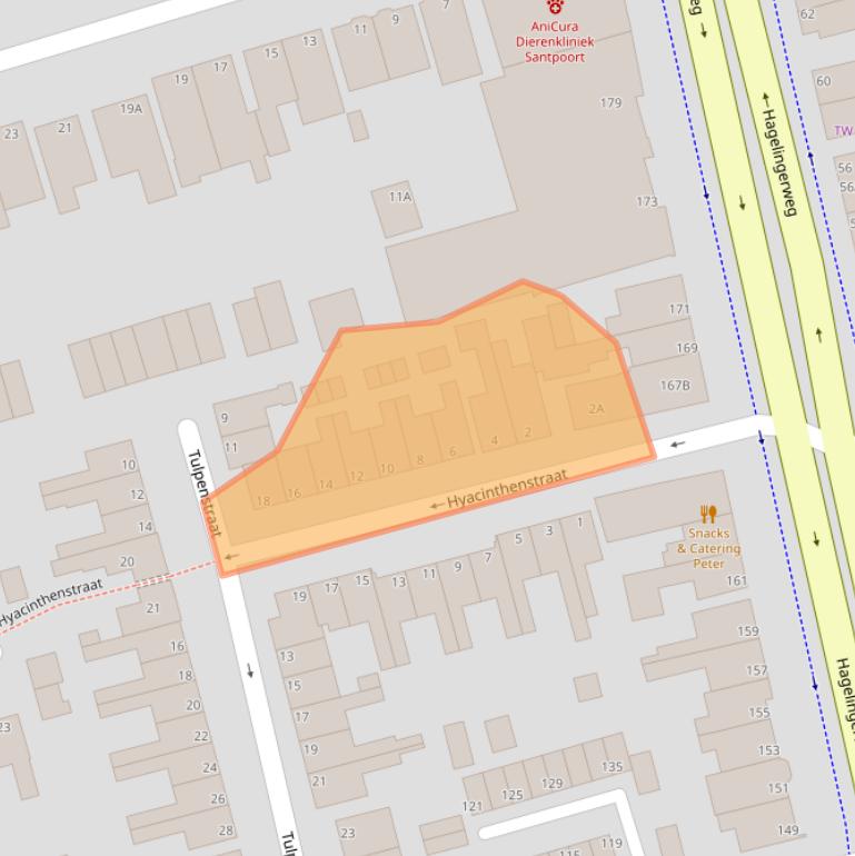 Kaart van postcodegebied 2071PT.