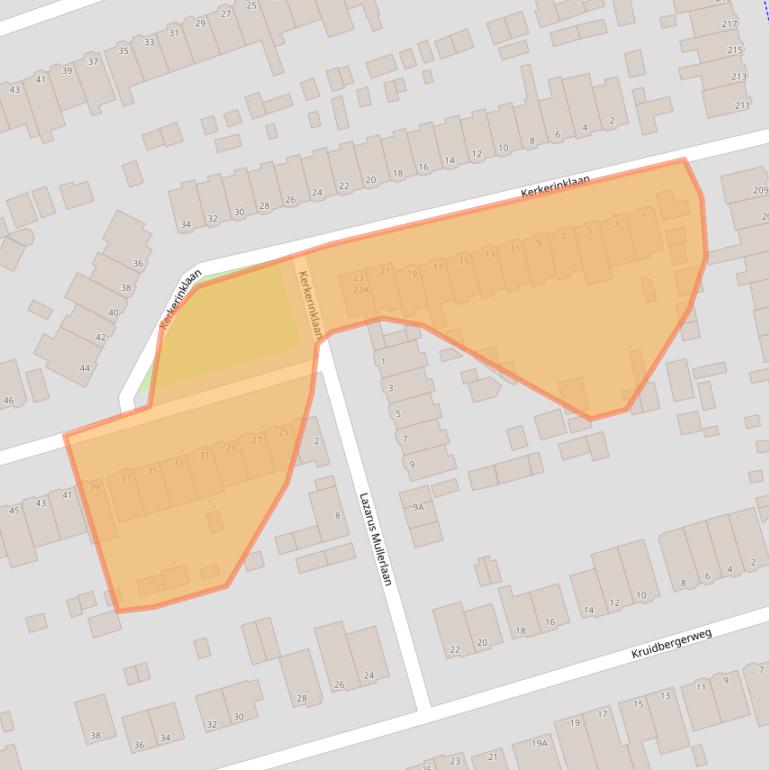 Kaart van postcodegebied 2071RJ.