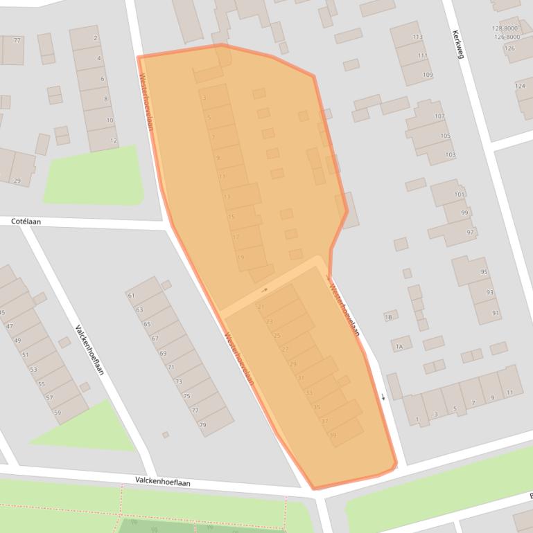 Kaart van postcodegebied 2071RN.