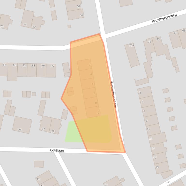 Kaart van postcodegebied 2071RP.