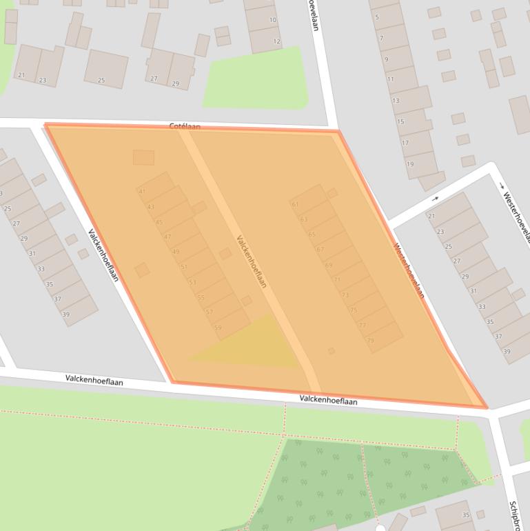 Kaart van postcodegebied 2071RS.