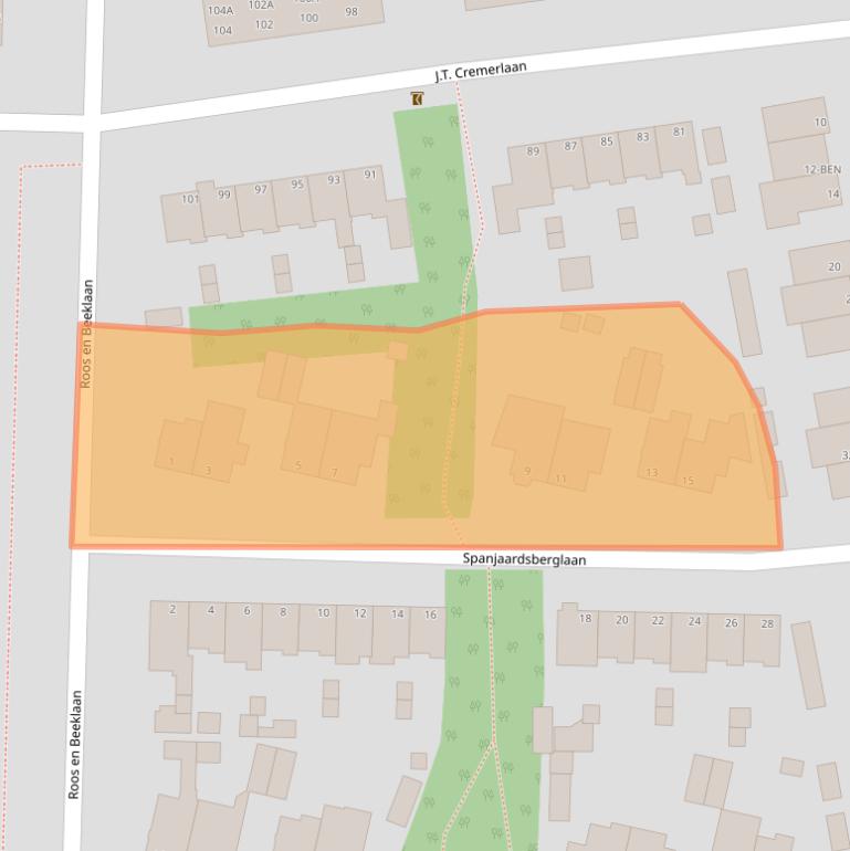 Kaart van postcodegebied 2071SB.