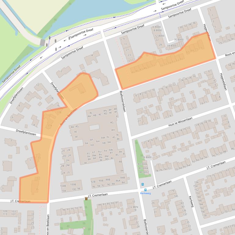 Kaart van postcodegebied 2071TB.