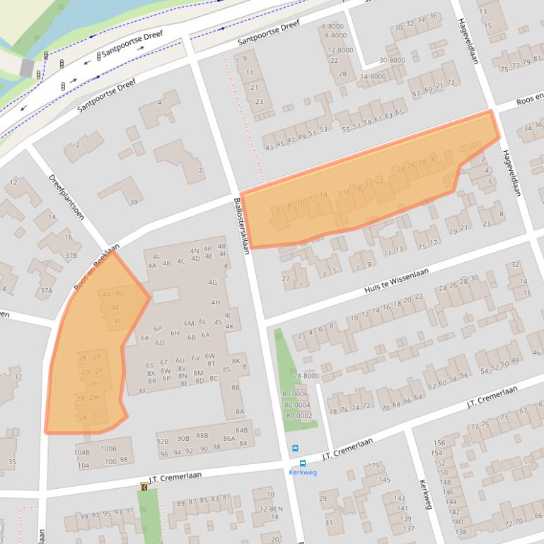 Kaart van postcodegebied 2071TD.