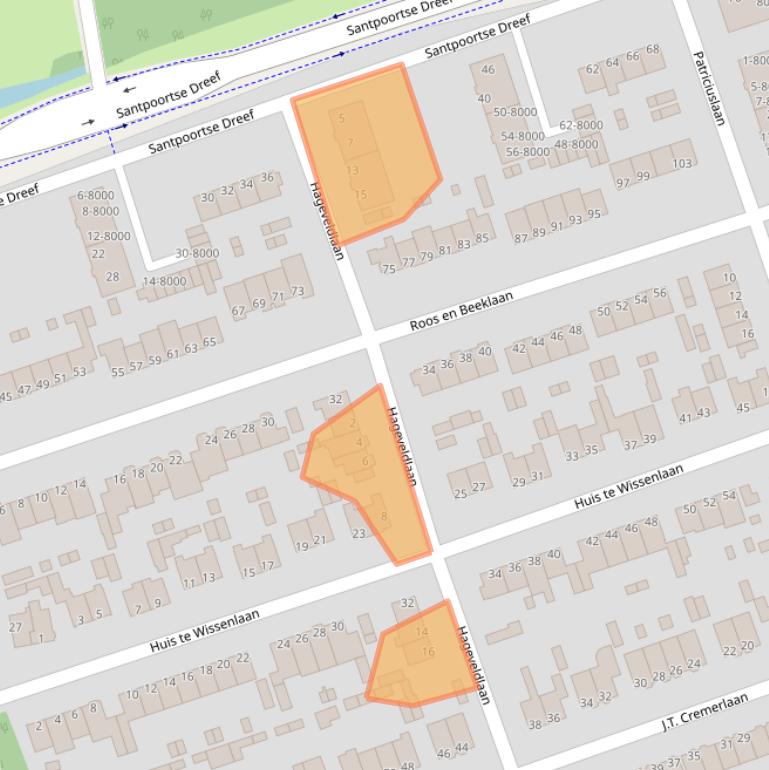 Kaart van postcodegebied 2071TJ.