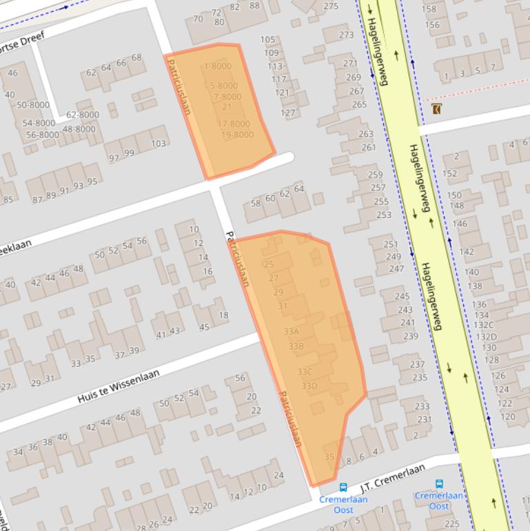 Kaart van postcodegebied 2071TK.
