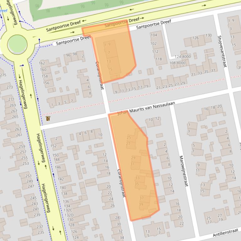 Kaart van postcodegebied 2071VD.