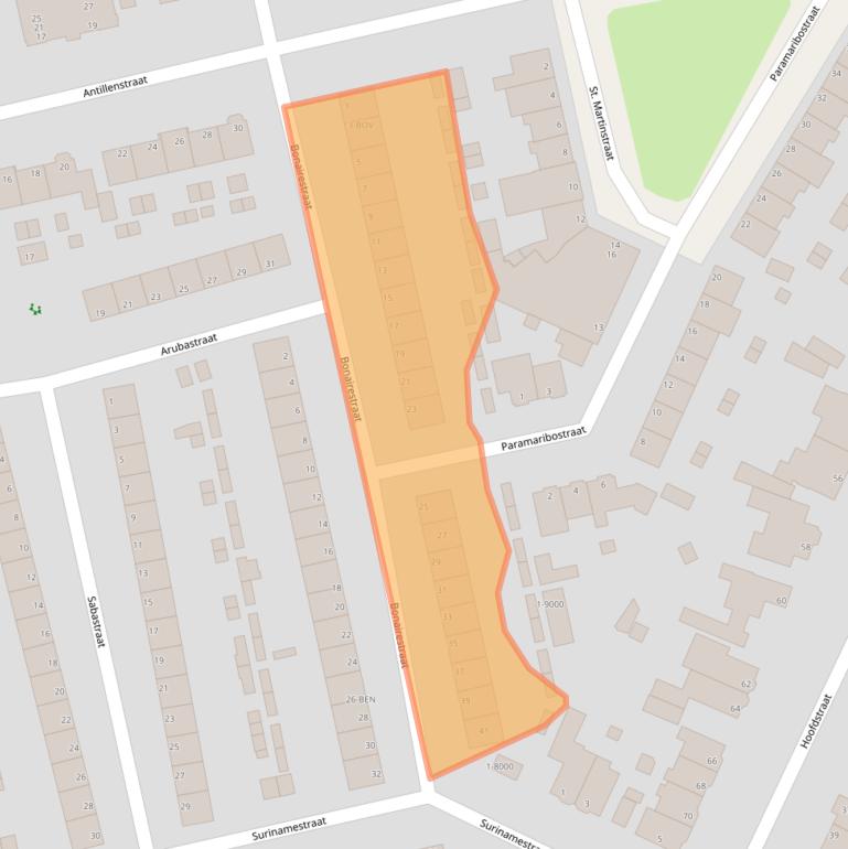 Kaart van postcodegebied 2071XA.