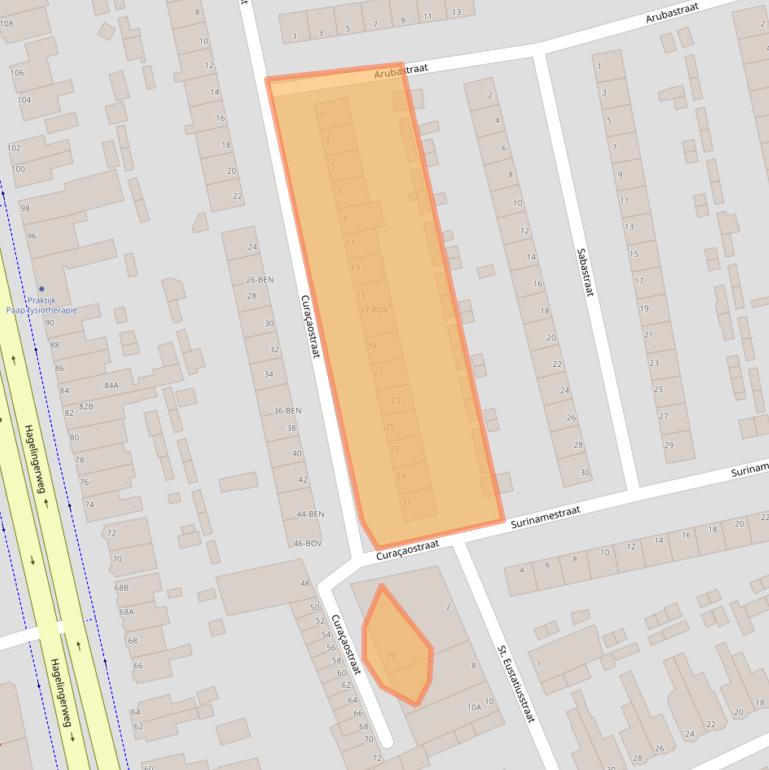 Kaart van postcodegebied 2071XG.