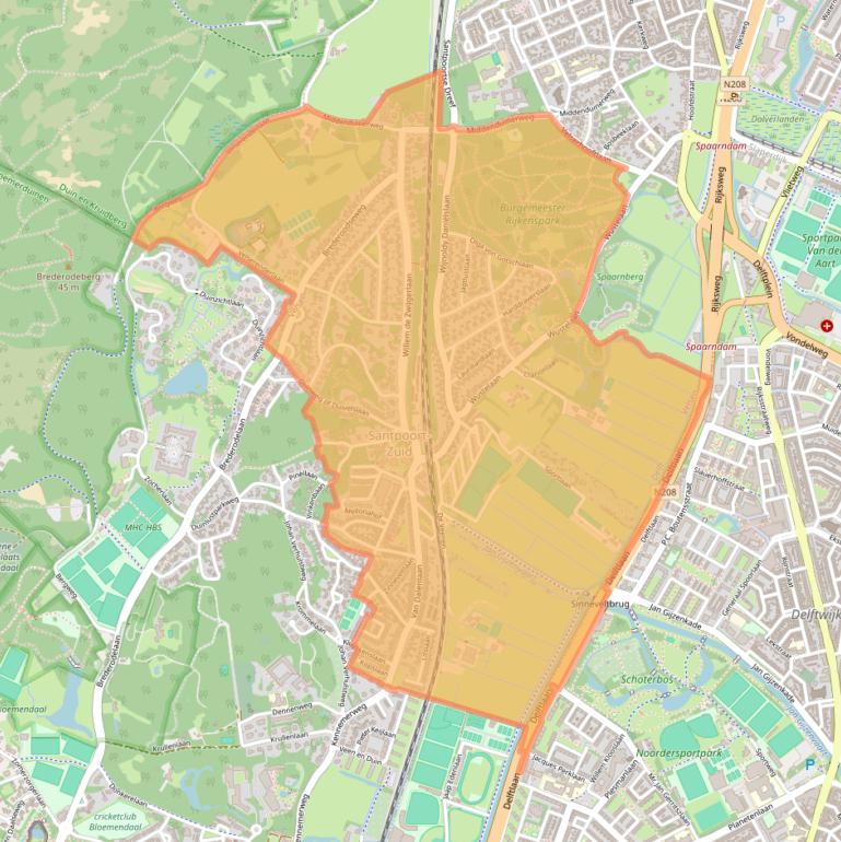 Kaart van postcodegebied 2082.
