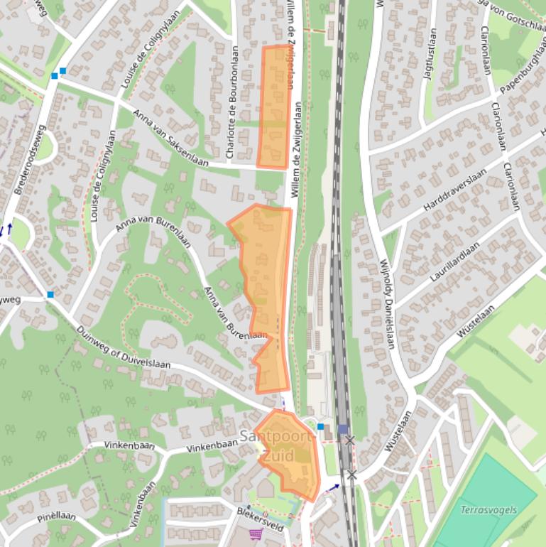 Kaart van postcodegebied 2082BD.