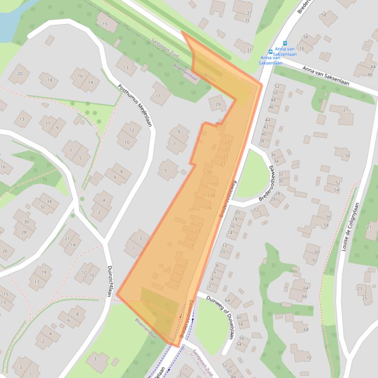 Kaart van postcodegebied 2082BR.