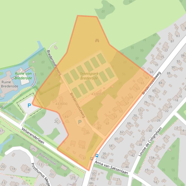 Kaart van postcodegebied 2082BS.