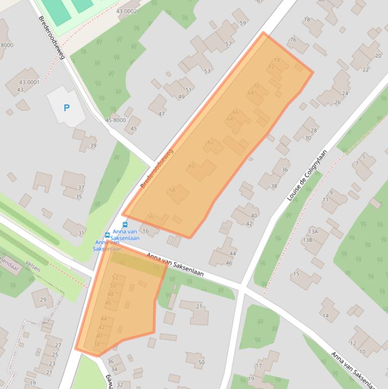 Kaart van postcodegebied 2082BW.