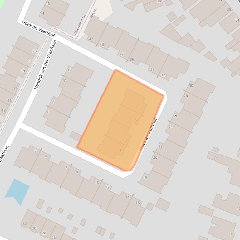 Kaart van postcodegebied 2082EX.