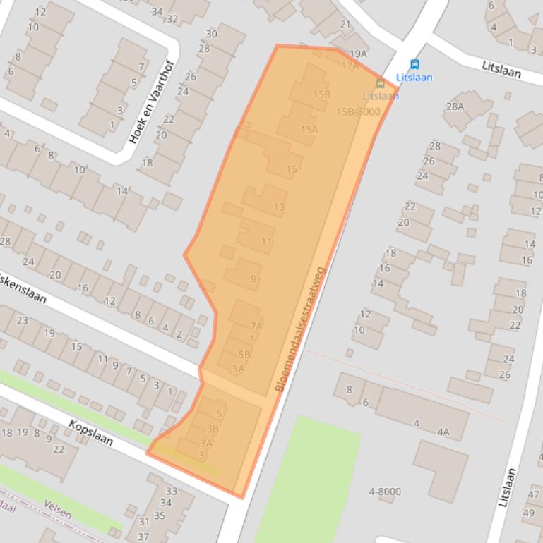 Kaart van postcodegebied 2082GA.
