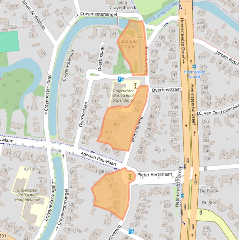 Kaart van postcodegebied 2101AB.