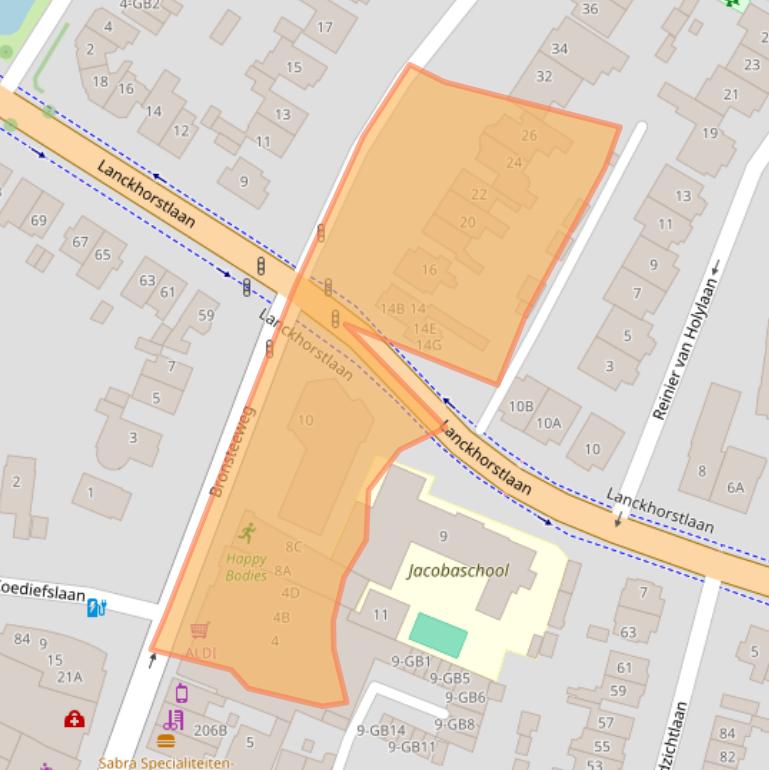 Kaart van postcodegebied 2101AC.