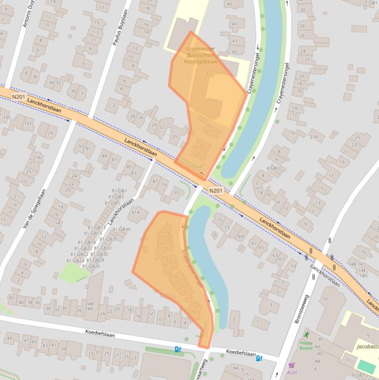 Kaart van postcodegebied 2101AN.